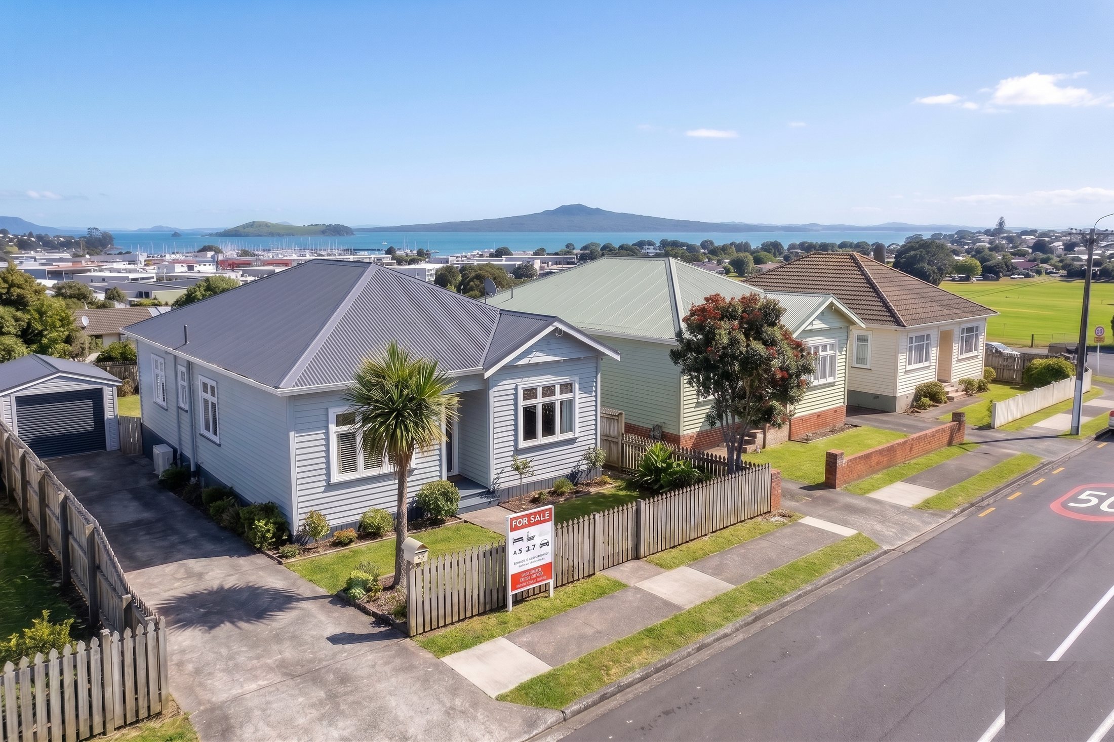 New Zealand homes for sale by owner — harbour suburb streetscape