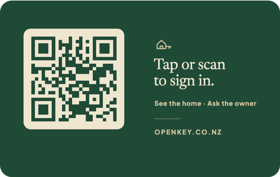 OpenKey open-home card, back